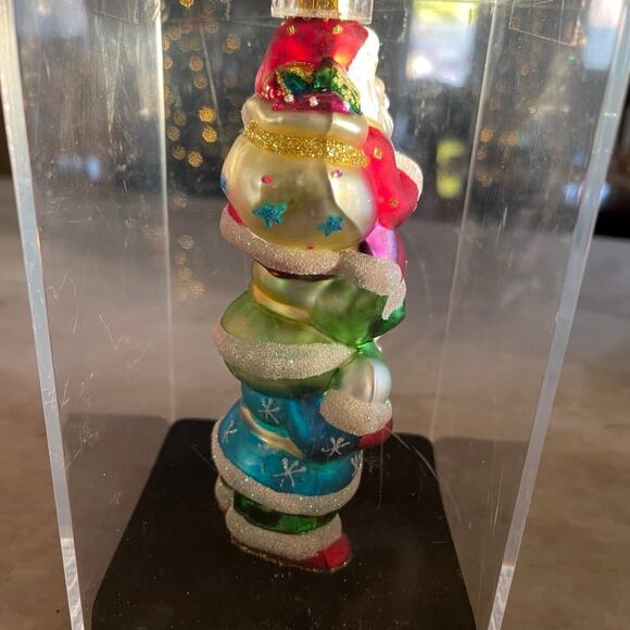 Vintage handcrafted blown glass triple Santa’s ornament new in box 2004 - Picture 3 of 11